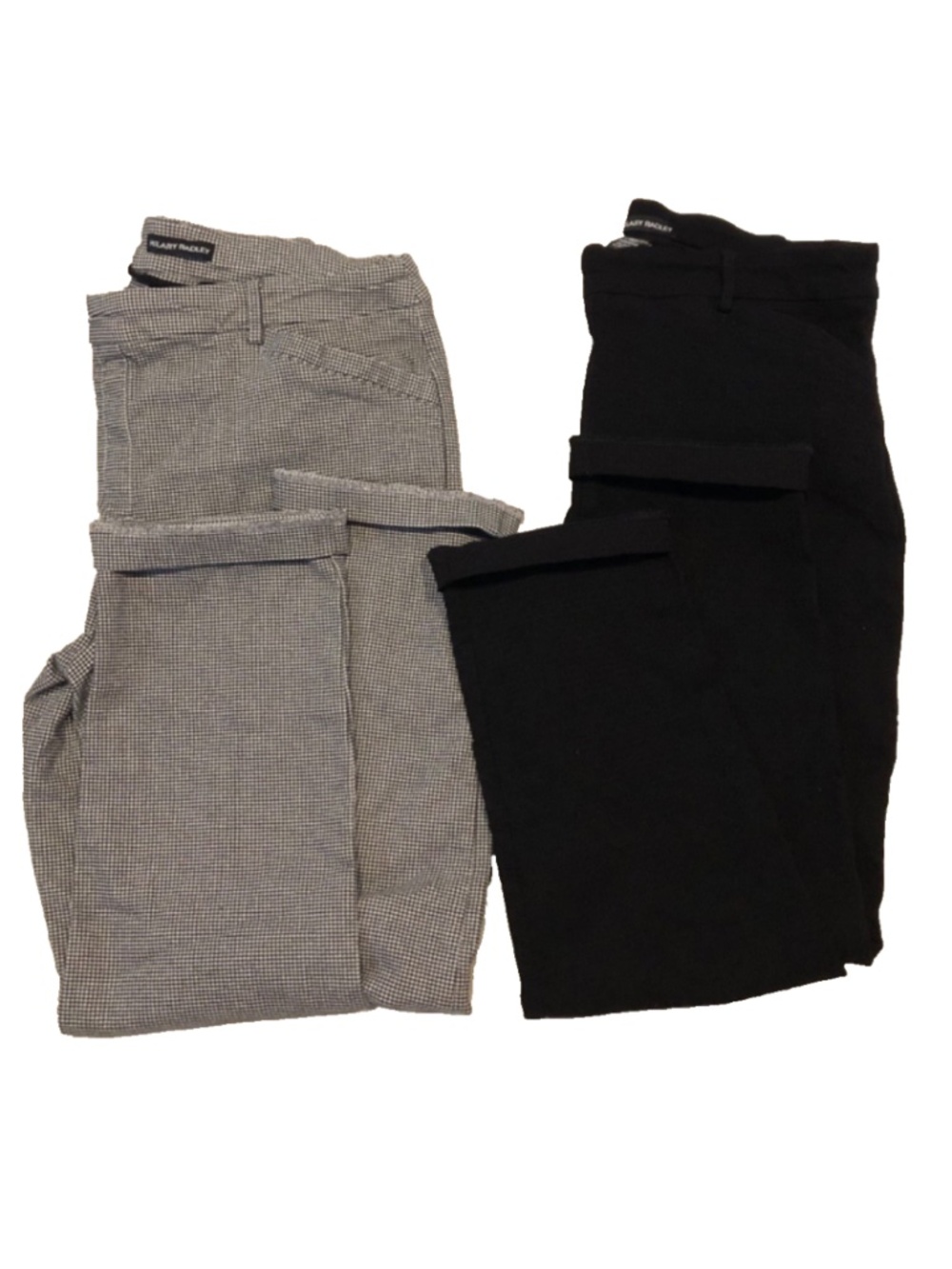 Hilary Radley lot 2 black-and-white houndstooth patterned ankle trousers cuffed